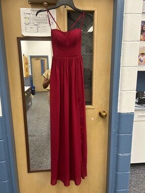 Azazie Red Spaghetti-Strap Maxi Gown